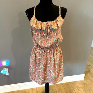 Honey Punch Tan Floral Dress - Small